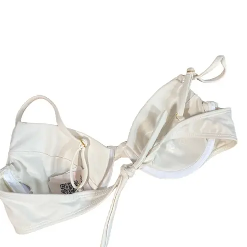 Knight White Adjustable Strap Tie Back Summer Beachy Bikini Top Women Sz L Size L