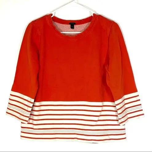 J.Crew  Nautical Crewneck Fleece Sweatshirt Red Cream Size Medium