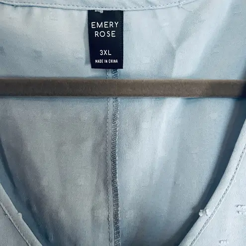 Emory Rose Size 3X Blue Swiss Dot Shirt Short Sleeve V Neck Lightweight Summery