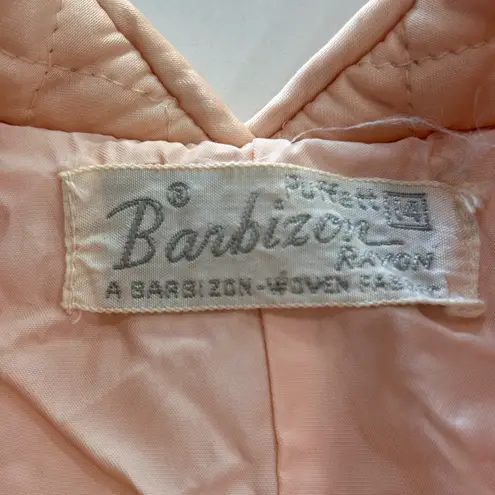 Barbizon Vtg quilted bed jacket peachy pink size 14