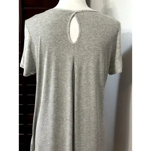 Ink Love And Peace Womens Tunic Top Gray Short Sleeve High Low Key Hole Modal L Size L