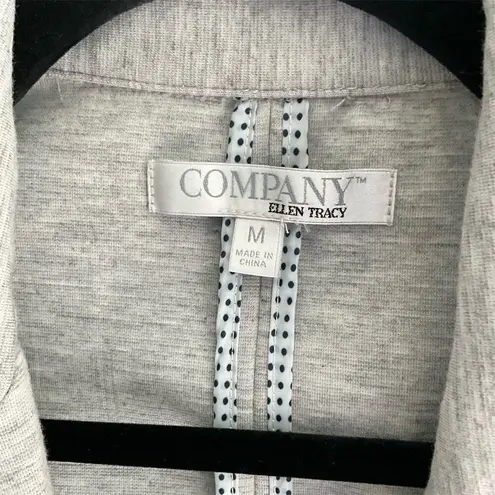 Ellen Tracy Women's Gray Blazer Jacket M Blue Trim Casual Long Sleeve