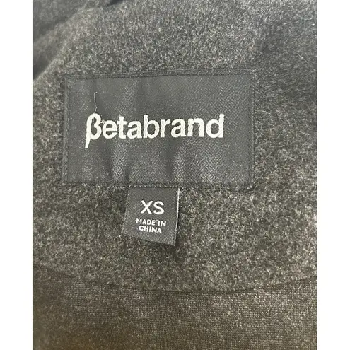 Betabrand  Women XS Charcoal Gray Hooded Button Snap Trench Coat Lagenlook Casual