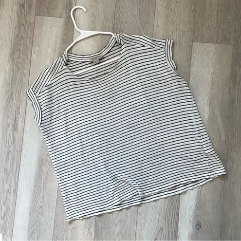 All Saints Linen Cotton blend Striped Sleeveless Top White Navy (xsmall) summer