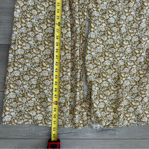 Faherty Havana Golden Theodora Floral Button Down Puffed Sleeves Maxi Dress M Gold Size M