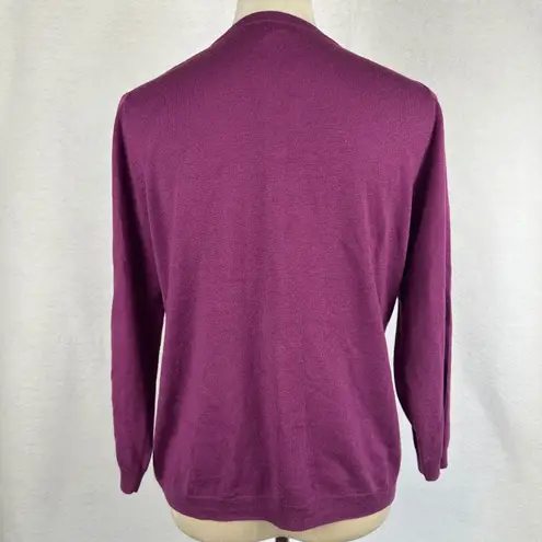 Garnet Hill Silk Merino Wool Cashmere Ruffle Cardigan Boho Women Medium Purple