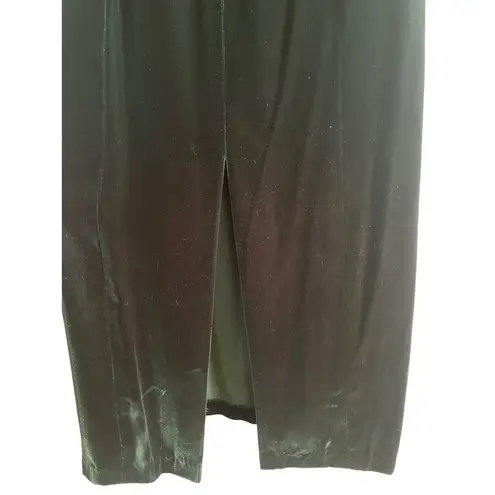 Handmade Vintage Maxi Dress Dark Green Velvet Whimsigoth Cap Sleeve Witchy Women