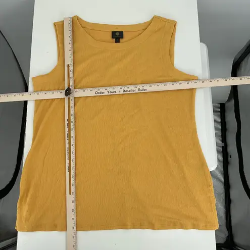 JM Collection Yellow Ribbed Button Back Sleeveless Tank Top Plus Size XXL