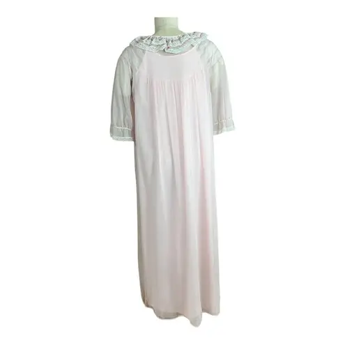 Vintage Lady Vanderbilt Pink Peignoir Set Gown & Robe Chiffon MEDIUM Lingerie