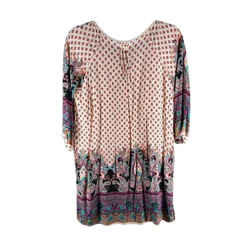 Liliana Lillianna Womens Dress Size M Boho Printed Tie Neckline