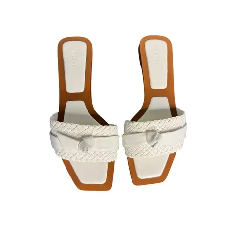 Alexandre Birman NIB Clarita Woven Leather Flat Sandals in White Size 39.5