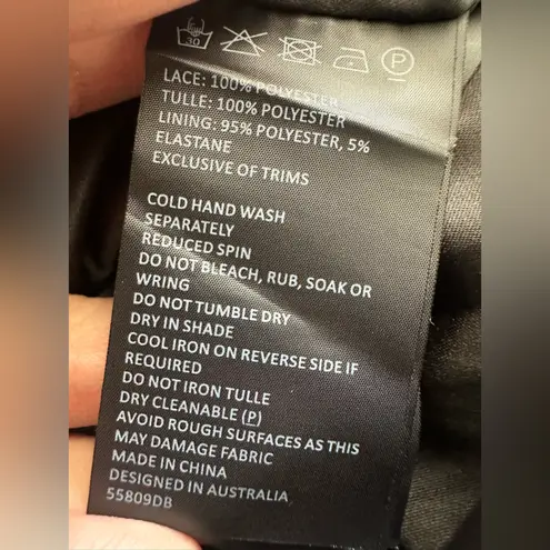 Bardot Effie Lace One-Shoulder Puff Sleeve Dress Black White XS size 4