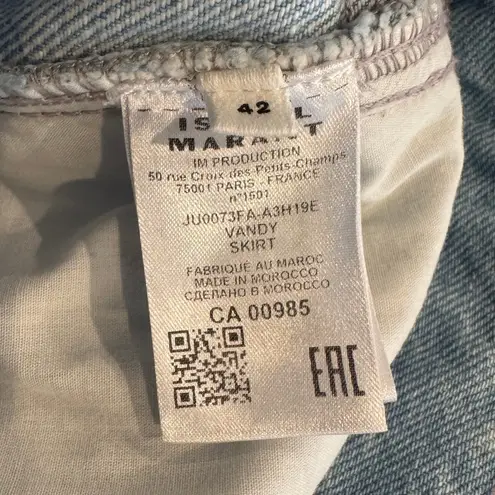 Isabel Marant Étoile Vandy Button Front Denim Skirt Size 42 FR, 10 US Blue