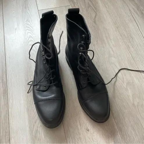 Rockport Leather Boots lace up womens Black (size 7.5) vibram morflex combat