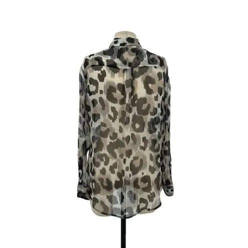 Equipment Leopard Cheetah Silk Georgette Button Down Top Blouse Size XS