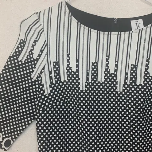 Julia Jordan dress womans size 10 medium black white bodycon abstract casual bus