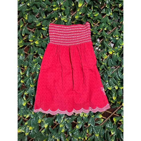 Flying Tomato Bohemian 100% Cotton Red Mini Strapless Dress Dress Size Small