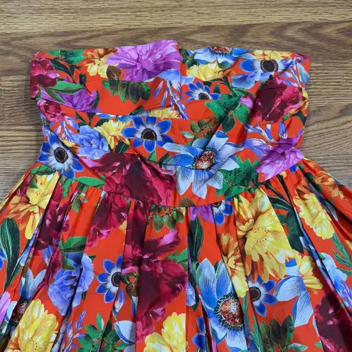 Cara Cara mini strapless floral multicolored Pleated Nadia Dress 4 Orange