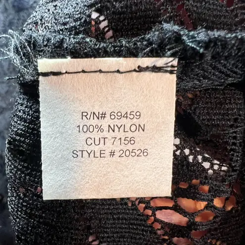 J. VALDI Womens Floral Crochet Lace Tunic Swim Cover Up Dress Black NEW Sz Large