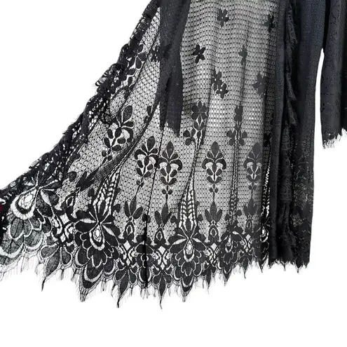 Soft Surroundings Lace Open Front Long Cardigan in Black, Size XS - Image 7
