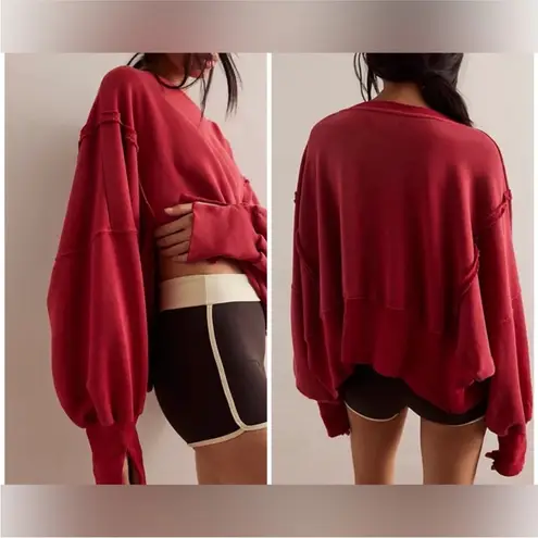 Free People NWT  We The Free Camden Cropped Sweatshirt - red convertible - XS