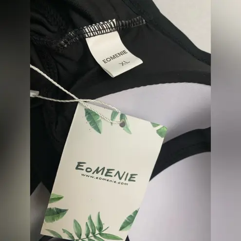 Eomenie One Piece Tummy Control Cutout High Waisted Bathing Suit Wrap TieBack Black Size XL