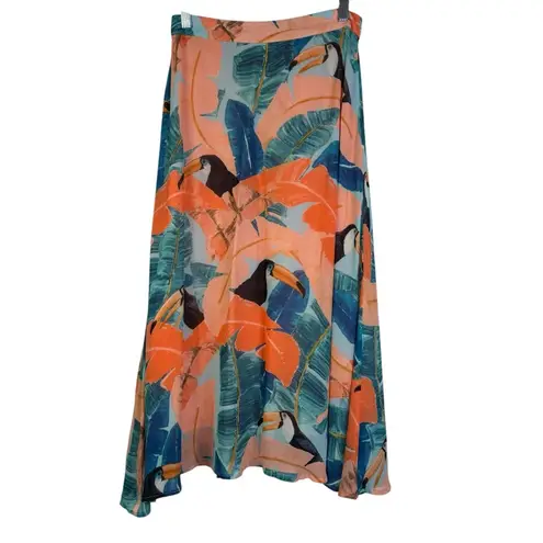 Farm Rio NWT Plantage Rio Toucan Forrest Midi Skirt Button Tropical Button XS