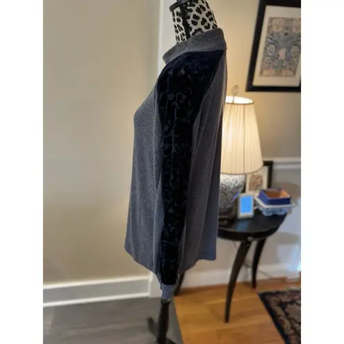 Soft Surroundings Sweater Womens Gray Zaida Ribbed Velvet Burnout Sleeve Boho L