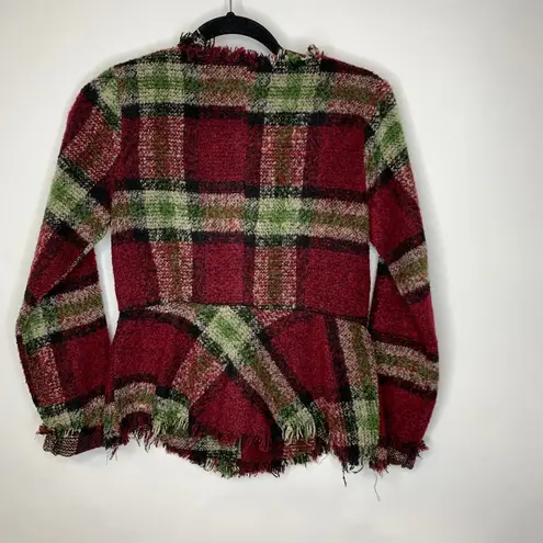 Mystree Plaid Raw Hem Fringe Blazer Sz Small