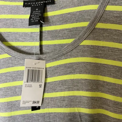 Grace Elements Cream and Green 3/4 Sleeve Relaxed Tunic