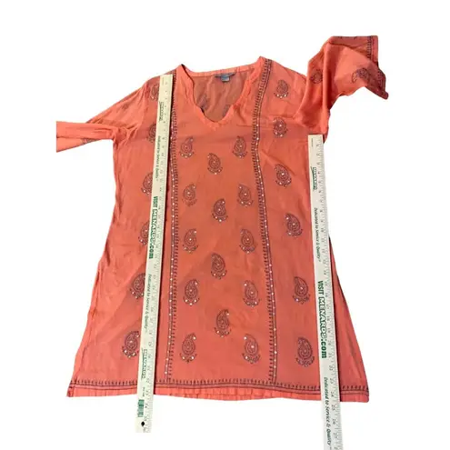 Peppermint Bay Swim Cover Up Womens XL Used Pullover Sequins Salmon Gray