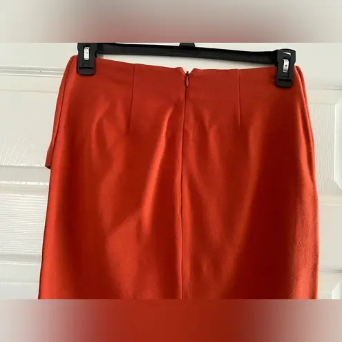 CAbi  Burnt Orange Overlay Wrap Pencil Skirt Knee Length Career Size 6