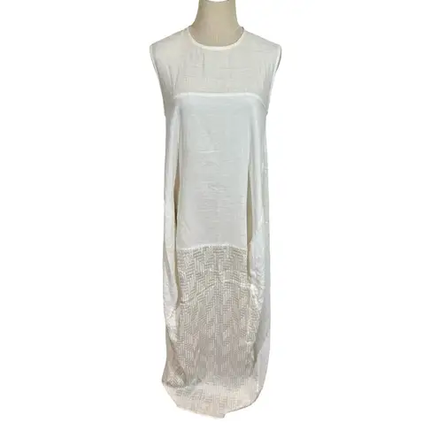 Koch Kenyan Silk Cotton Tie Waist Mixed Media Maxi Dress Caftan