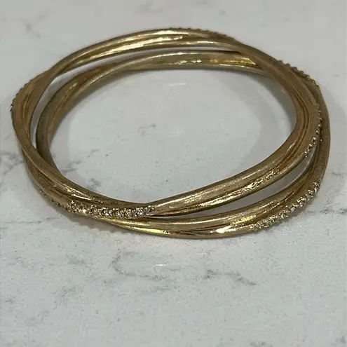 Lovely Gold Plated Rhinestone Bangle Bracelets Excellent Condition
