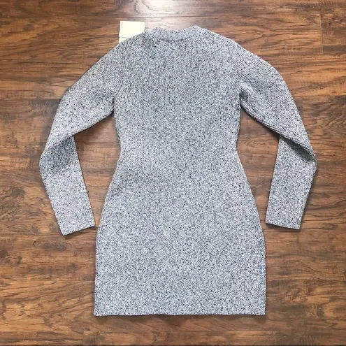 Tibi • Tech Poly Sculpted Sweater Mini Dress grey knit chunky heathered black