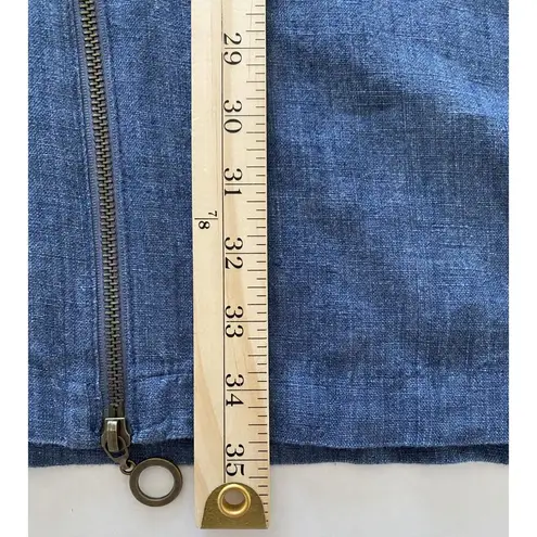 VTG IC Collection Lagenlook Asymmetrical Linen Chambray Zip Shirt Skirt Set XL Blue