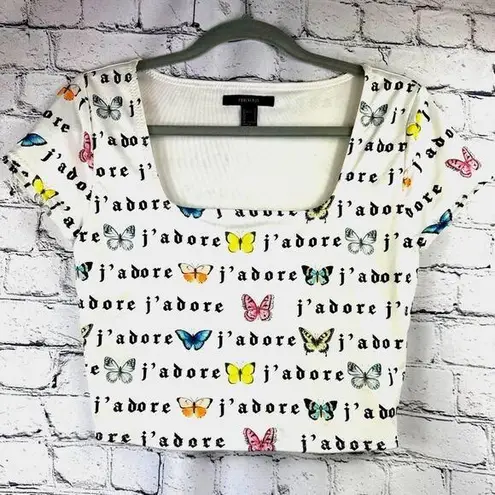 Forever 21  "J'Adore" Crop Top size  L
