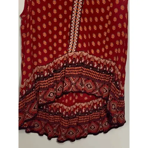 Patrons of Peace Women's Sangria Floral Embroidered Indian Tank Top Red Small