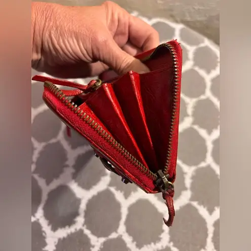 Balenciaga Paris Red Iconic Wallet luxury leather zip around luxury leather