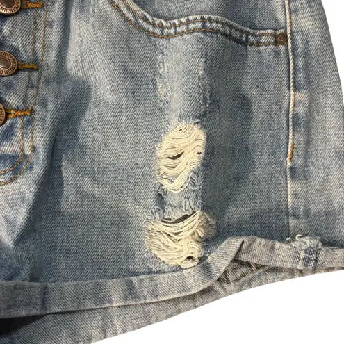 Forever 21  Women's Distressed Shorts Cuffed Button Fly Denim Jean Shorts Sz 9/29