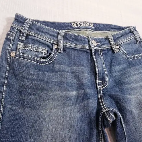 Y2K Rock & Roll Denim Embroidered Rival Low Rise Bootcut Jeans Size 29