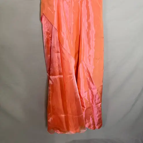 Morgan & Co Vintage Y2K Coral Prom Dress 5 Taffeta Strapless Iridescent Peach