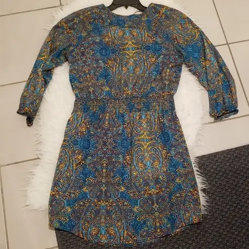 💕ALEX+ALEX💕 Long Sleeve Pattern Tassel Shirt Dress Large Blue