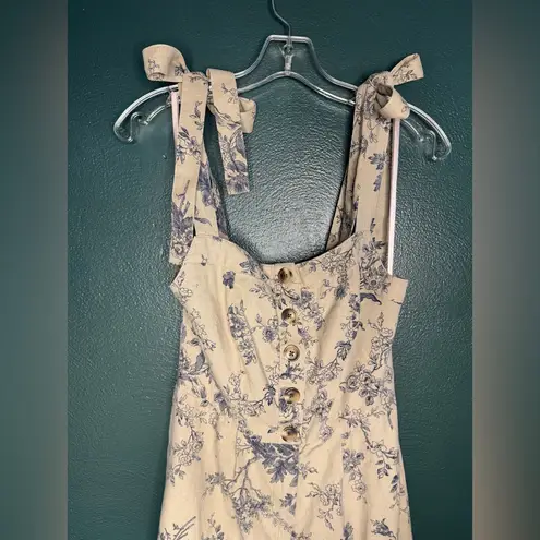 Gal Meets Glam Linen Blue Floral Jumpsuit