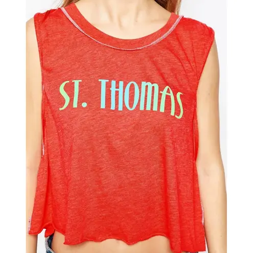 Wildfox Couture "St Thomas" Tank Top, Life Guard color, Size XS Orange