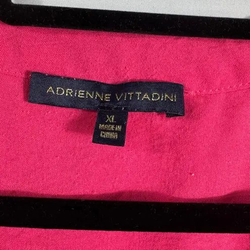 Adrienne Vittadini Women's Pink Short Sleeve Button up/down top sz XL