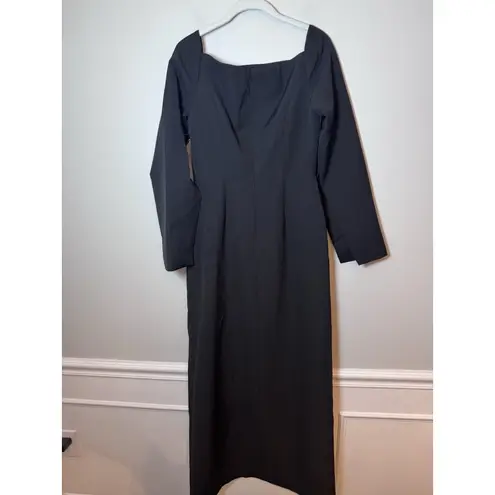 Kay Unger Black Midi Dress Split Sleeve Slit On Leg Sz 4 NEW