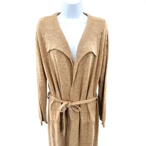 FP Beach Free People Beach Slub Knit Long Cardigan Sweater Open Front Belted Boho Tie S - Image 5