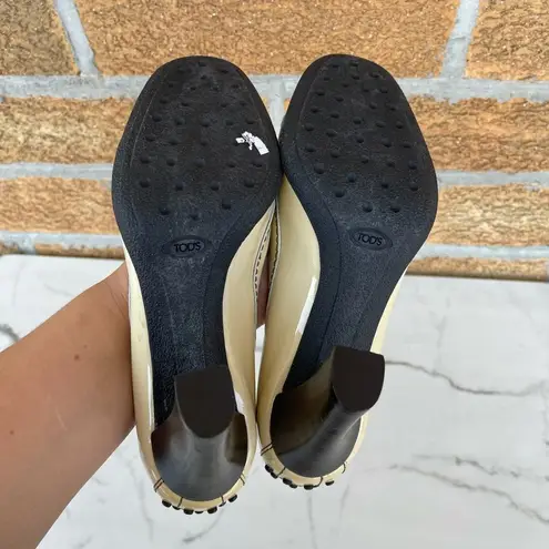 Tod's  Cream And Black Heels Women's 7