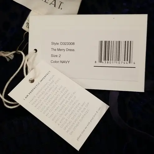 The Great ππ The Merry Dress ~ Navy Blue Velvet Burnout Polka Dot Midi M NWT